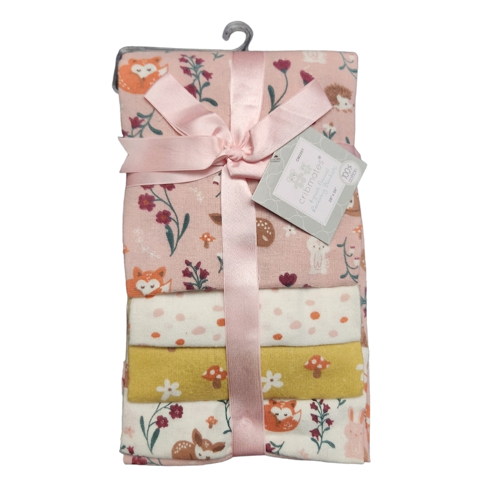 Woodland Foxes Mushrooms Cribmates Baby Cotton Flannel Receiving Blankets
